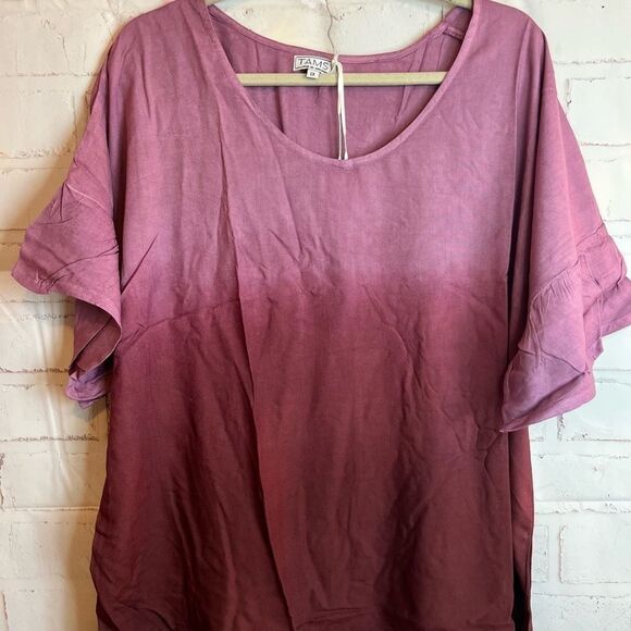 Tamsy Purple Burgundy Ombré Top 1x - Picture 7 of 11